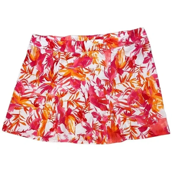 Rip Skirt Hawaii Size XL Orange Pink Tropical Floral Print Mini Wrap Skirt - Picture 2 of 8